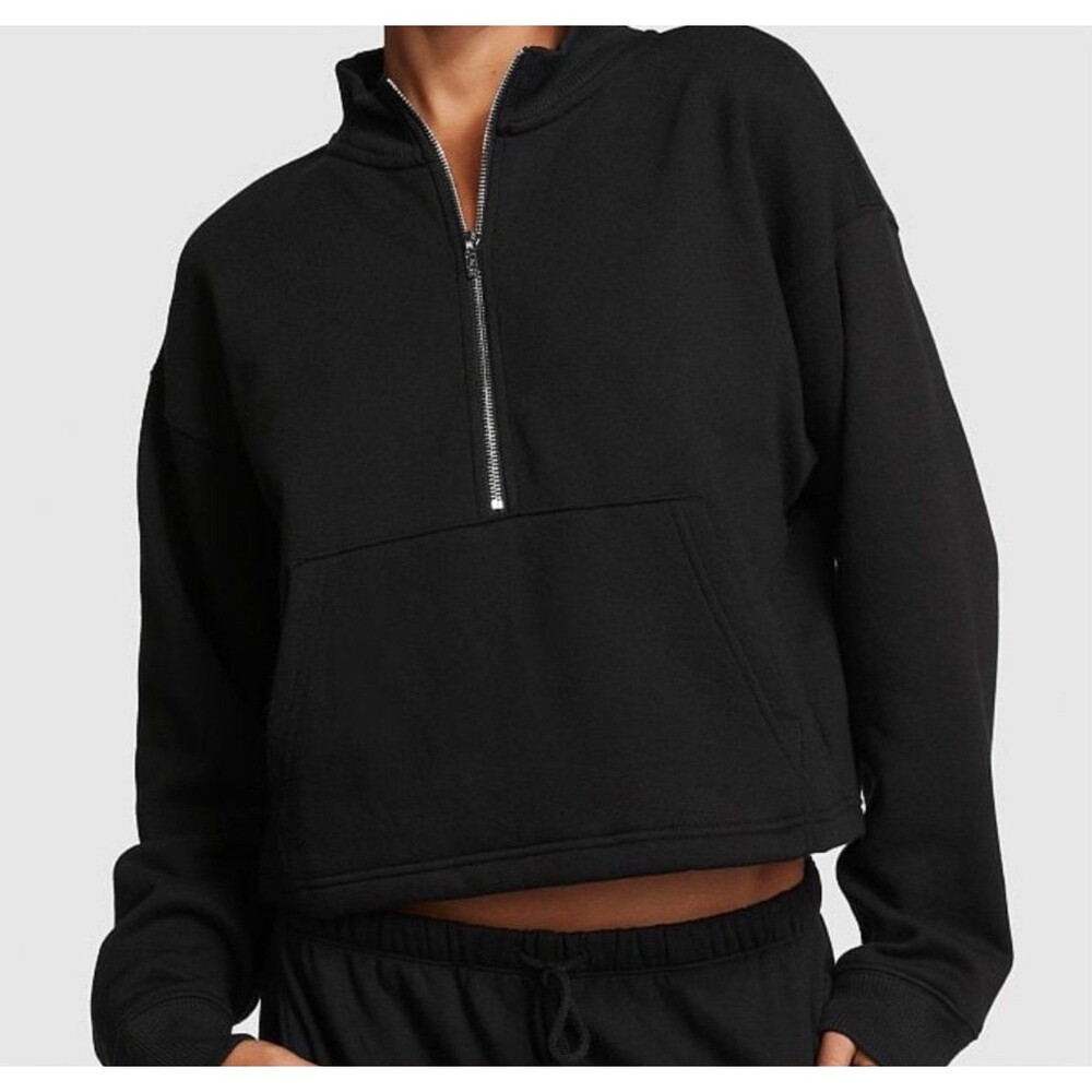 PINK Cropped Quarter Zip Fleece Size Large